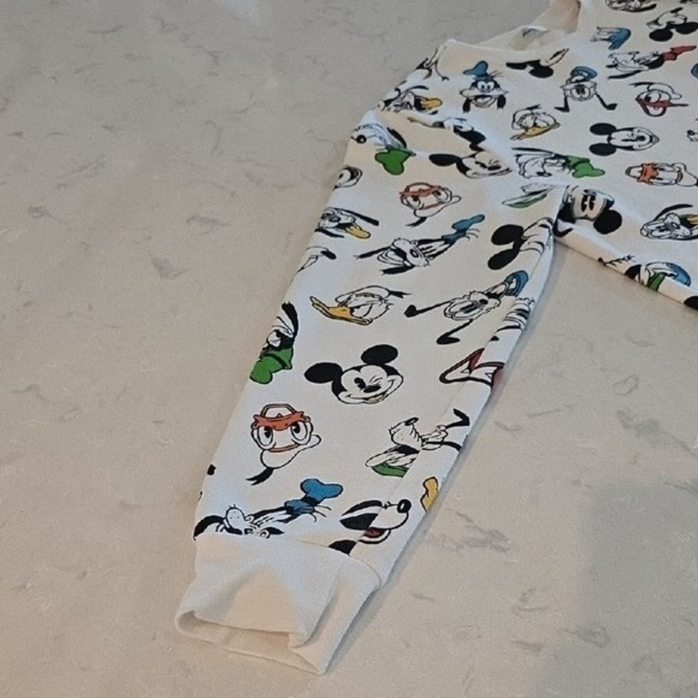 Retro Mickey & Co All Over Print White Crewnwck Sweatshirt L Disney Friends | L - Picture 3 of 6